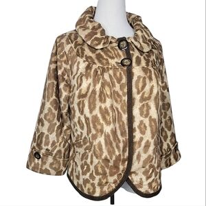 Tasha Polizzi Leopard Vintage Pin Up Rockabilly Car Coat Cropped Swing Jacket SM